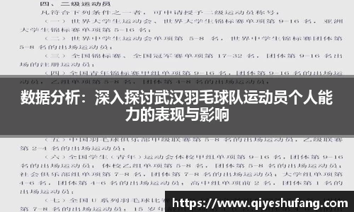 数据分析：深入探讨武汉羽毛球队运动员个人能力的表现与影响